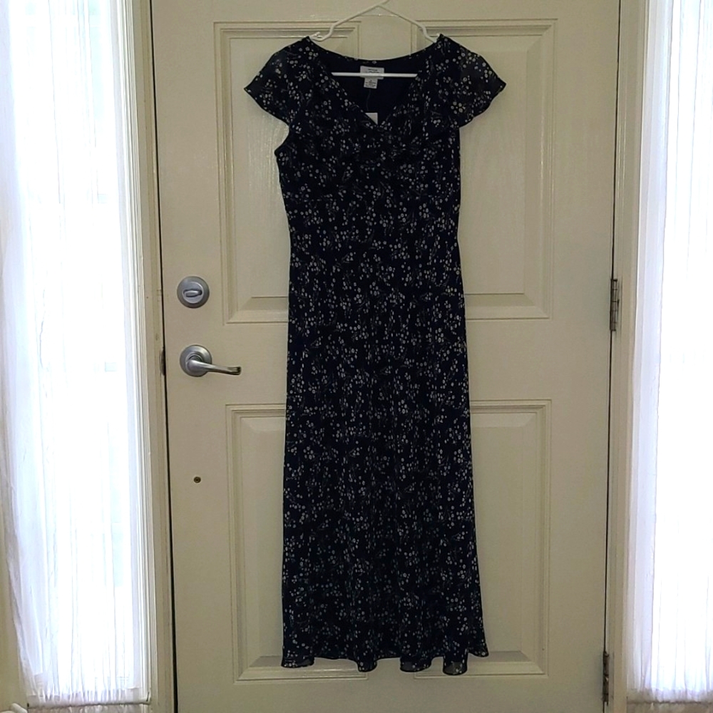 LOFT Ankle-Length Ruffle Collar Dress 4